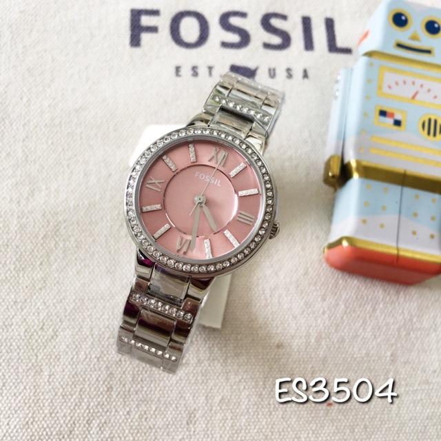 Fossil Virginia Pink Dial Silver Steel Strap Watch for Women - ES3504 Watches Fossil   