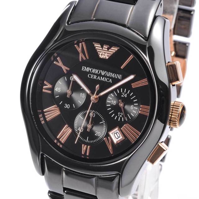 Emporio Armani Chronograph Black Ceramic Stainless Steel Dial Watch For Women - AR1411 Watches Emporio Armani   