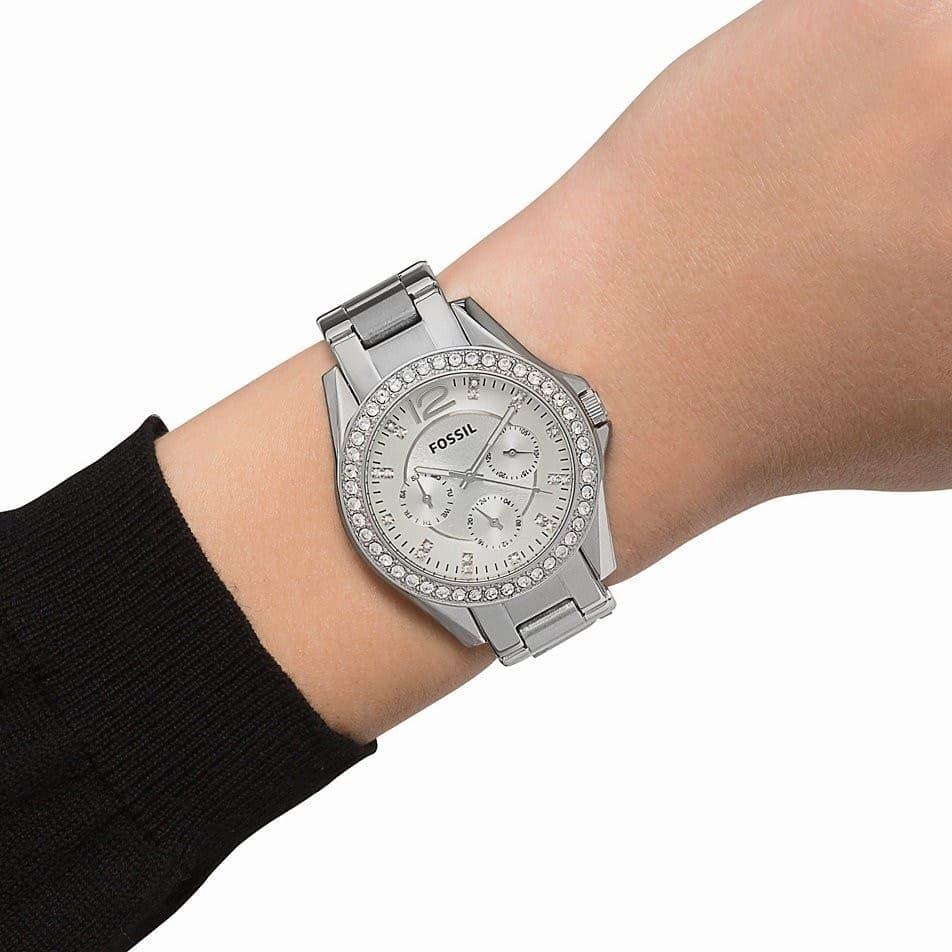 Fossil Riley Multifunction Silver Dial Silver Steel Strap Watch for Women - ES3202 Watches Fossil   