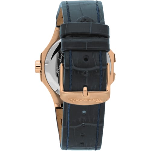 Maserati Potenza 42mm Rose Gold & Blue Dial Blue Leather Strap Watch For Men - R8851108027 Watches Maserati   