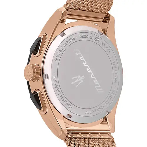 Maserati Traguardo 45mm Chronograph Rose Gold Mesh Strap White Dial Watch For Men - R8873612011 Watches Maserati   