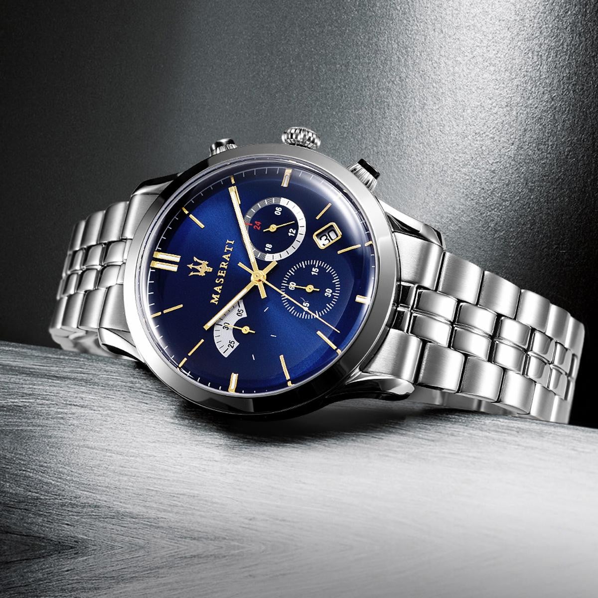 Maserati Ricordo Chronograph Blue Dial Stainless Steel 42mm Watch For Men - R8873633001 Watches Maserati   