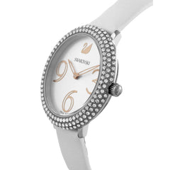 Swarovski Crystal Frost Silver Dial White Leather Strap Watch for Women - 5484070 Watches Swarovski   