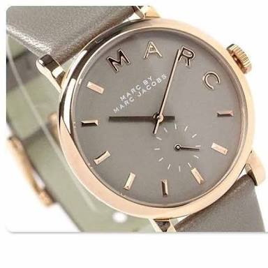 Marc Jacobs Baker Grey Dial Grey Leather Strap Watch for Women - MBM1266 Watches Marc Jacobs   