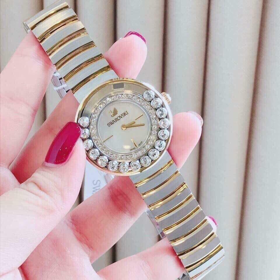 Swarovski Lovely Crystals Mother of Pearl Dial Two Tone Steel Strap Watch for Women - 1187022 Watches Swarovski   