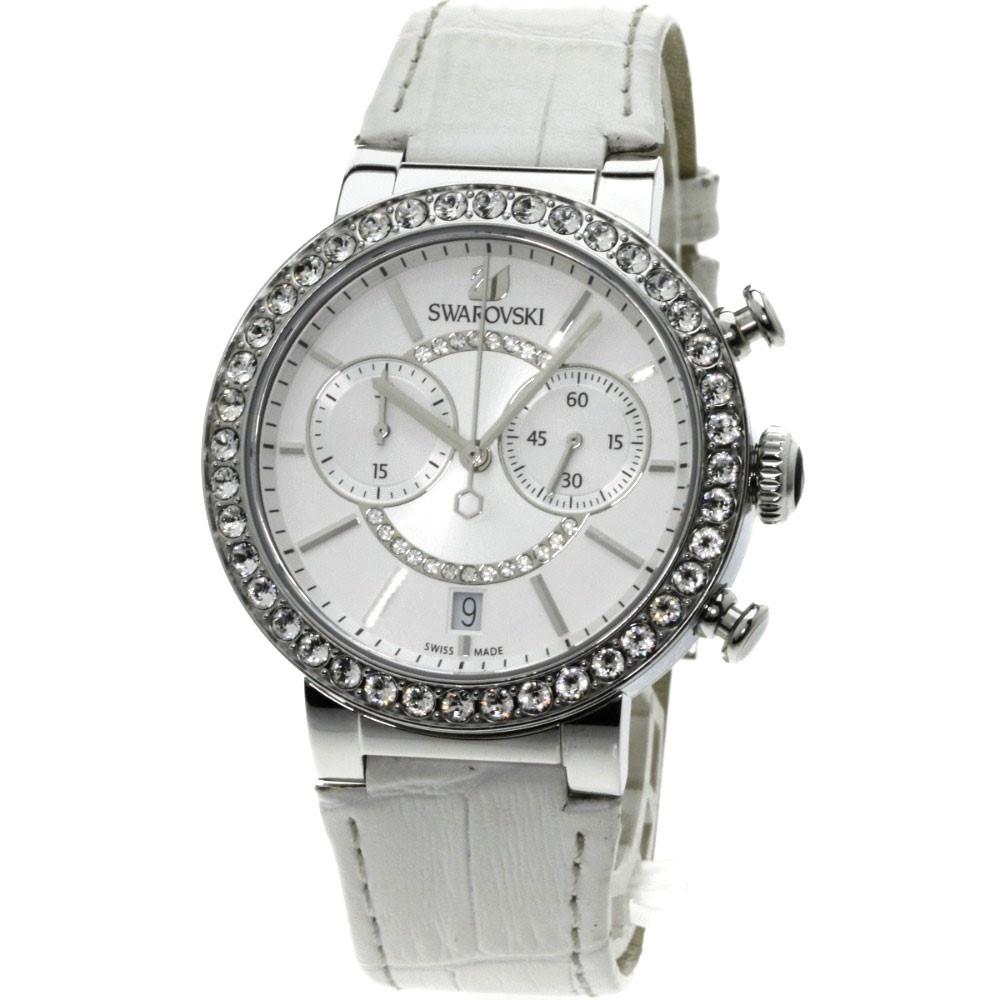 Swarovski Citra Sphere Chronograph White Dial White Leather Strap Watch for Women - 5027127 Watches Swarovski   