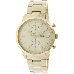 Fossil Townsman Chronograph White Dial Gold Steel Strap Watch for Men - FS5348 Watches Fossil   