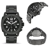 Fossil Machine Chronograph Black Dial Black Steel Strap Watch for Men - FS4927 Watches Fossil   