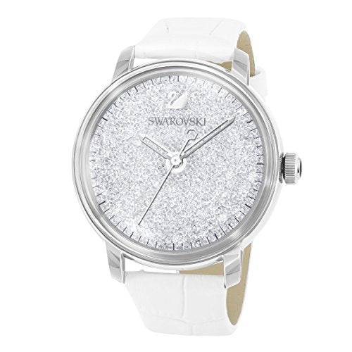 Swarovski Crystalline Hours Silver Dial White Leather Strap Watch for Women - 5295383 Watches Swarovski   