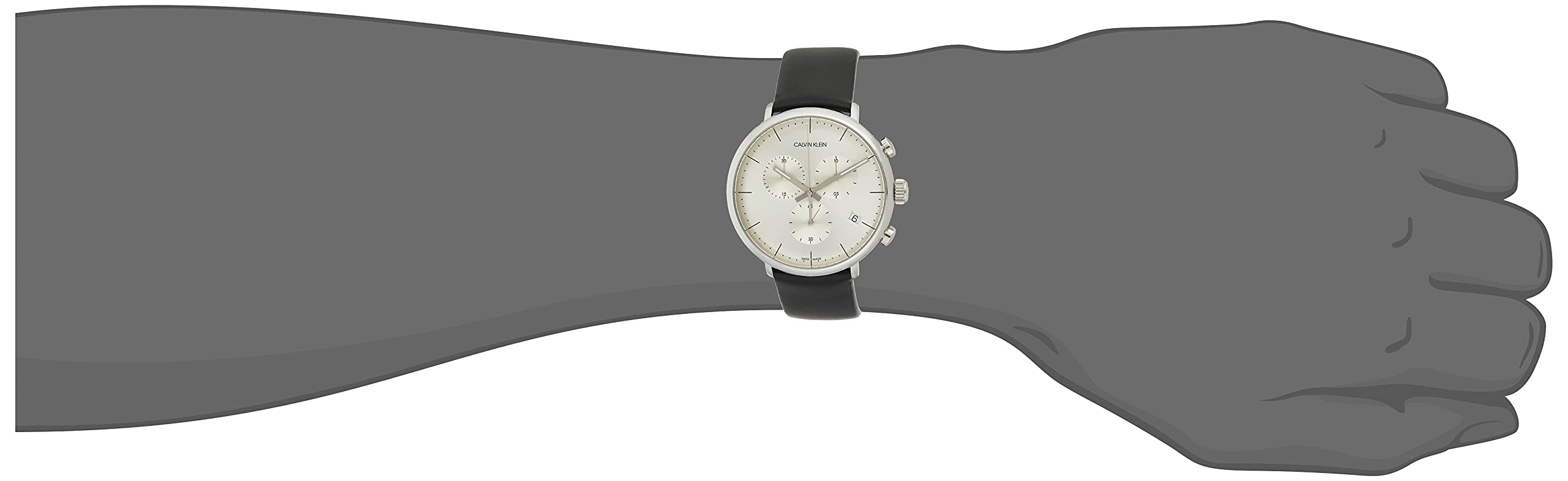 Calvin Klein High Noon Chronograph White Dial Black Leather Strap Watch for Men - K8M271C6 Watches Calvin Klein   