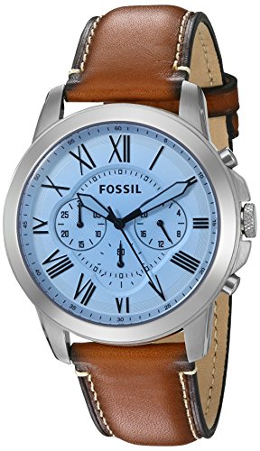 Fossil Grant Chronograph Blue Dial Brown Leather Strap Watch for Men - FS5184 Watches Fossil   