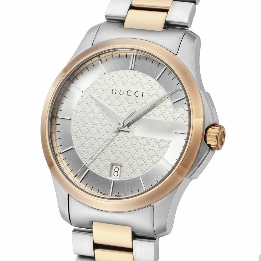 Gucci G Timeless White Dial Two Tone Steel Strap Watch For Men - YA126447 Watches Gucci   