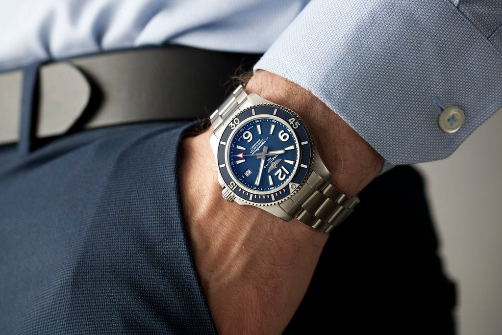 Breitling Superocean Automatic 42mm Blue Dial Silver Steel Strap Watch for Men - A17366D81C1A1 Watches Breitling   