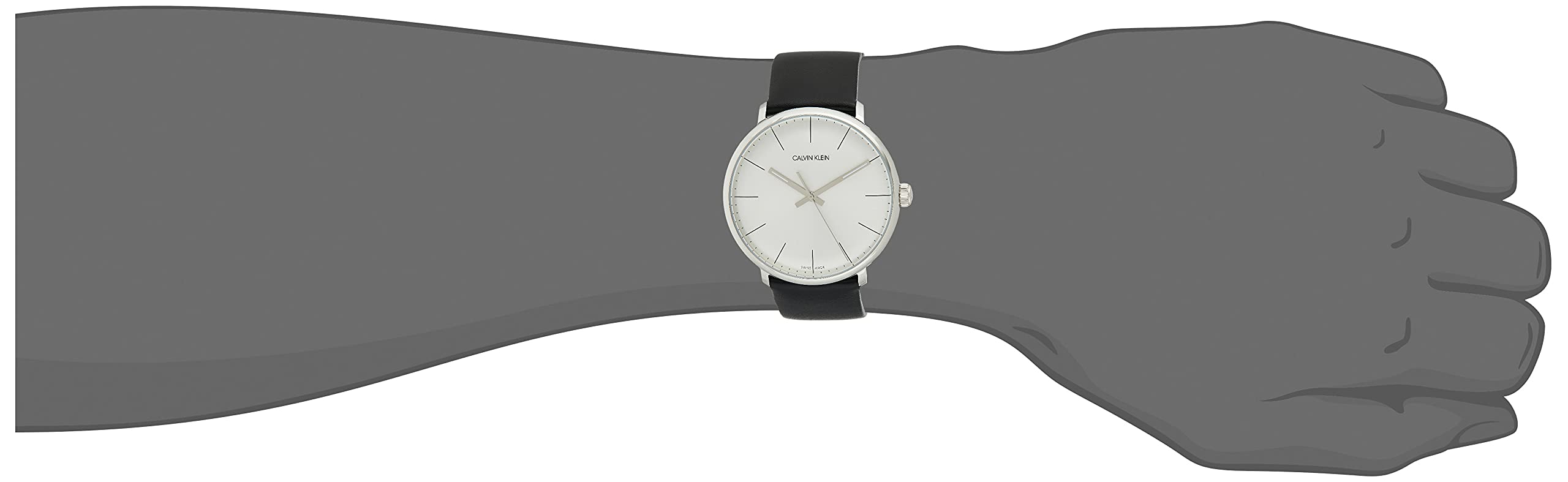 Calvin Klein High Noon Quartz White Dial Black Leather Strap Watch for Men - K8M211C6 Watches Calvin Klein   