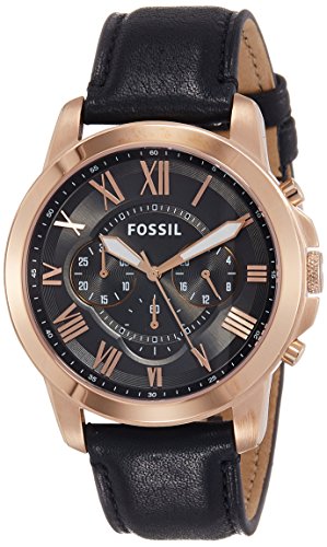 Fossil Grant Chronograph Black Dial Black Leather Strap Watch for Men - FS5085 Watches Fossil   