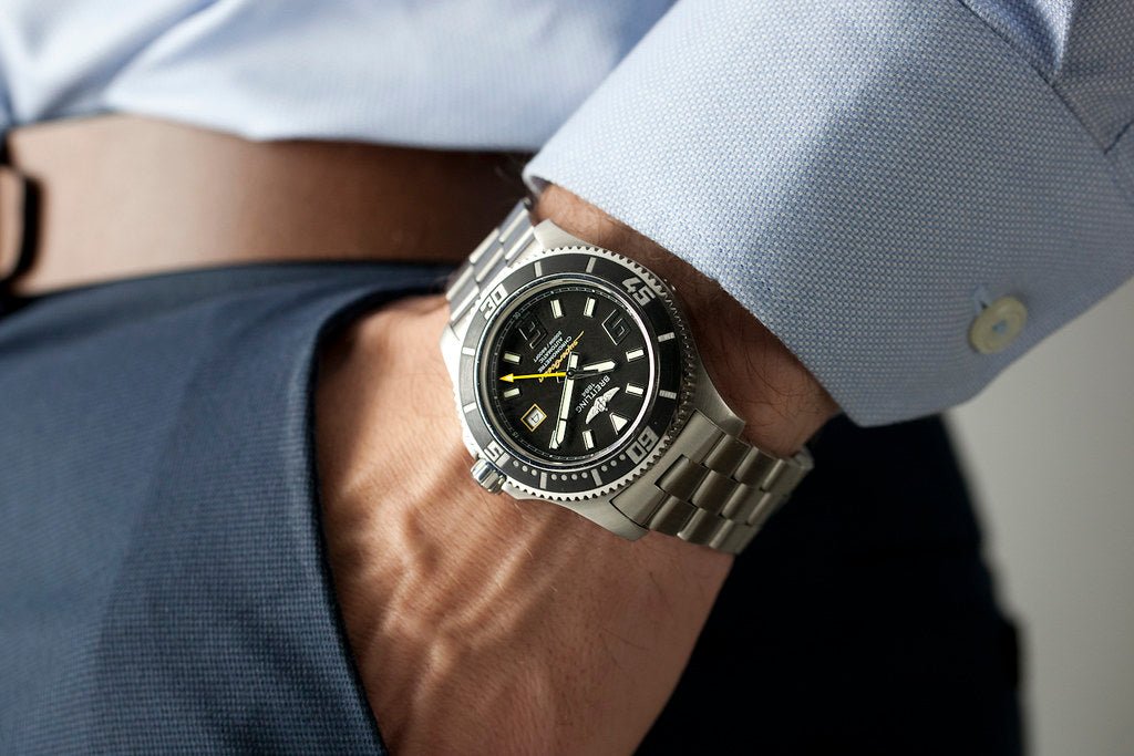Breitling Superocean Automatic 44mm Black Dial Silver Steel Strap Watch for Men - A17367D71B1A1 Watches Breitling   