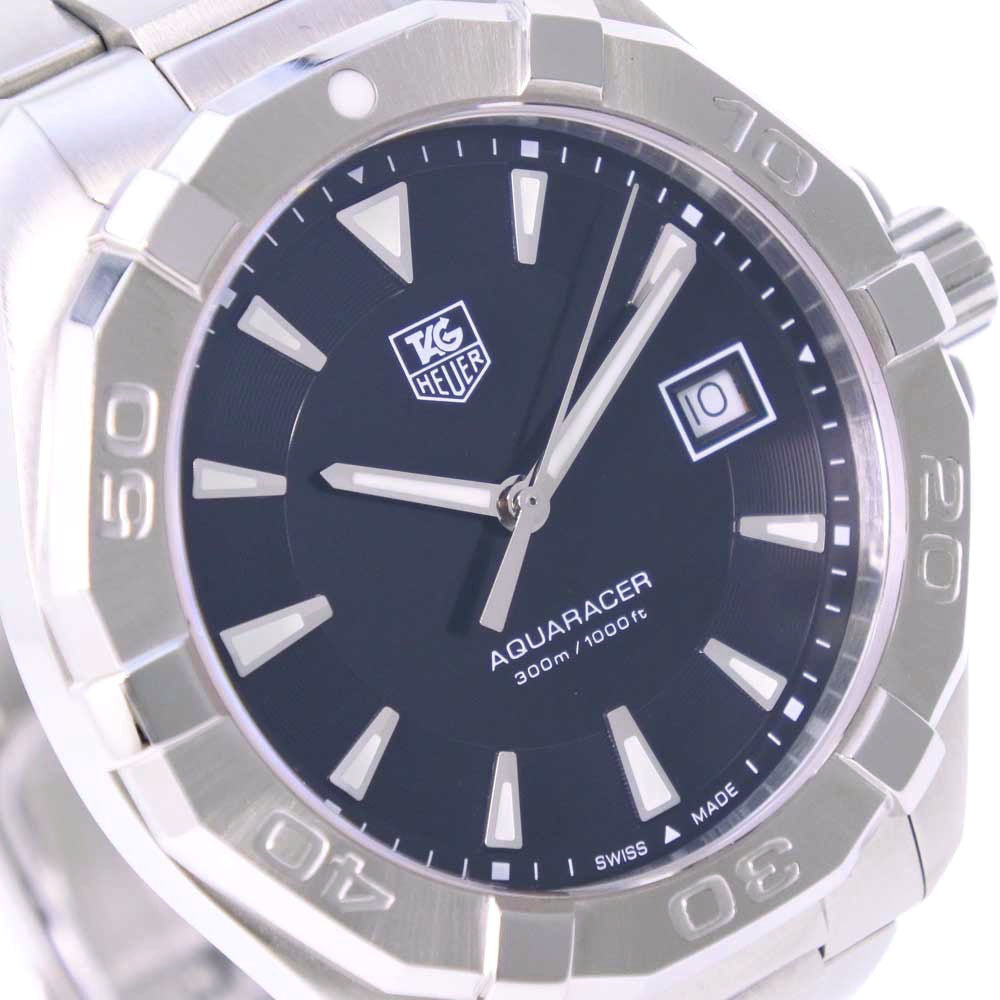 Tag Heuer Aquaracer 41mm Quartz Black Dial Silver Steel Strap Watch for Men - WAY1110.BA0928 Watches Tag Heuer   