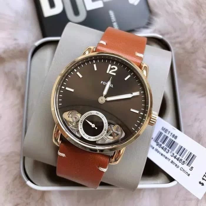 Fossil The Commuter Twist Black Dial Brown Leather Strap Watch for Men -  ME1166 Watches Fossil   