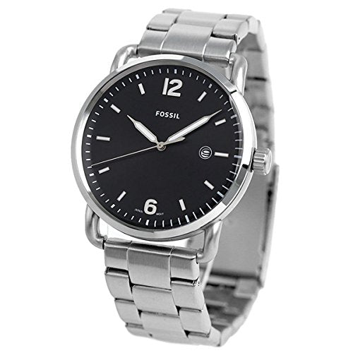 Fossil The Commuter Black Dial Silver Steel Strap Watch for Men - FS5391 Watches Fossil   