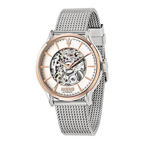 Maserati Epoca Automatic White Dial Silver Mesh Bracelet Watch For Men - R8823118001 Watches Maserati   