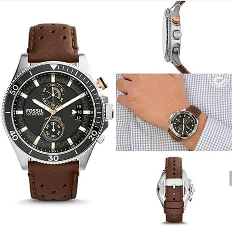 Fossil Wakefield Black Dial Brown Leather Strap Watch for Men - CH2944 Watches Fossil   