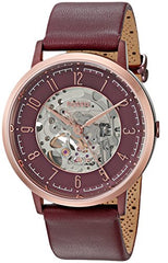 Fossil Vintage Muse Automatic Skeleton Maroon Dial Maroon Leather Strap Watch for Women - ME3137 Watches Fossil   