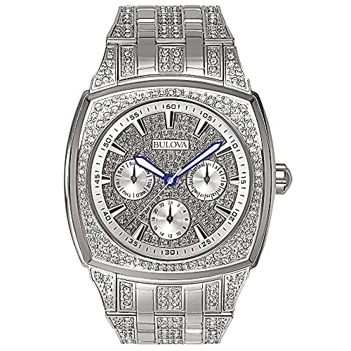 Bulova Crystal Collection Phantom Silver Dial Silver Steel Strap Watch for Men - 96C002 Watches Bulova   