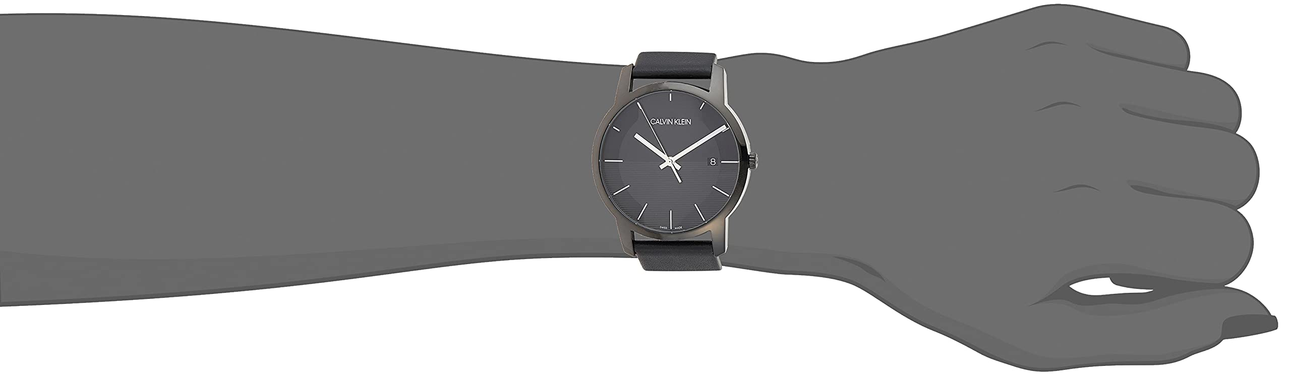 Calvin Klein City Quartz Black Dial Black Leather Strap Watch for Men - K2G2G4C1 Watches Calvin Klein   