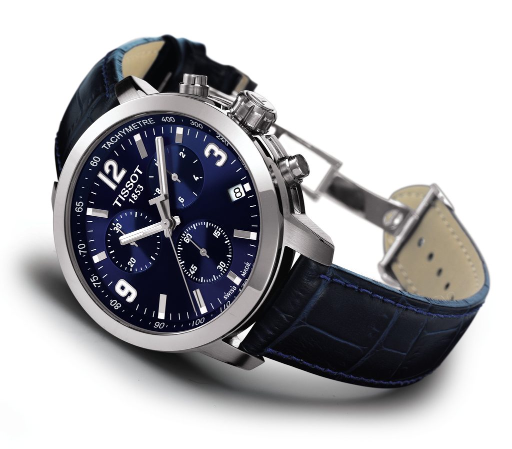 Tissot PRC 200 Chronograph Blue Dial Blue Leather Strap Watch For Men - T055.417.16.047.00 Watches Tissot   