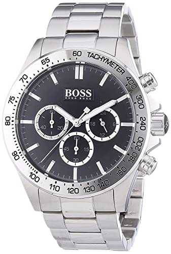 Hugo Boss Ikon Black Dial Silver Steel Strap Watch for Men - 1512965 Watches Hugo Boss   