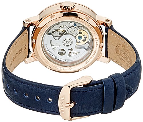 Fossil Original Boyfriend Skeleton White Dial Blue Leather Strap Watch for Women - ME3086 Watches Fossil   