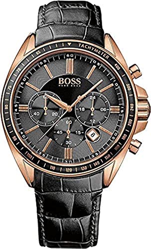 Hugo Boss Driver Black Dial Black Leather Strap Watch for Men - 1513092 Watches Hugo Boss   