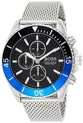 Hugo Boss Ocean Edition Black Dial Silver Mesh Strap Watch for Men - 1513742 Watches Hugo Boss   