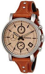 Fossil Original Boyfriend Sport Chronograph Beige Dial Brown Leather Strap Watch for Women - ES4046 Watches Fossil   