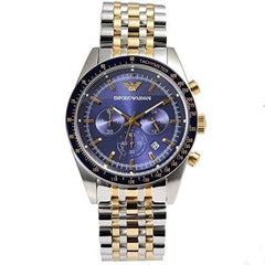 Emporio Armani Tazio Chronograph Blue Dial Two Tone Stainless Steel Watch For Men - AR6088 Watches Emporio Armani   