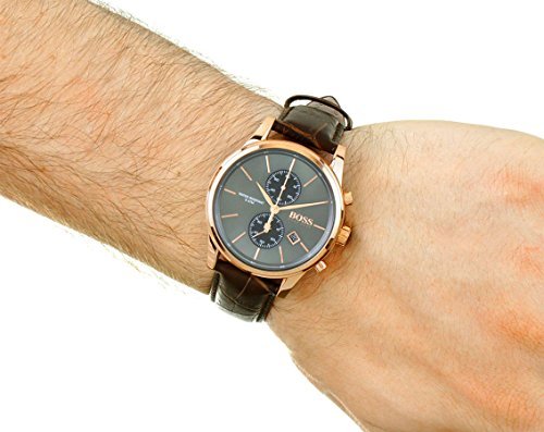 Hugo Boss Jet Grey Dial Brown Leather Strap Watch for Men - 1513281 Watches Hugo Boss   