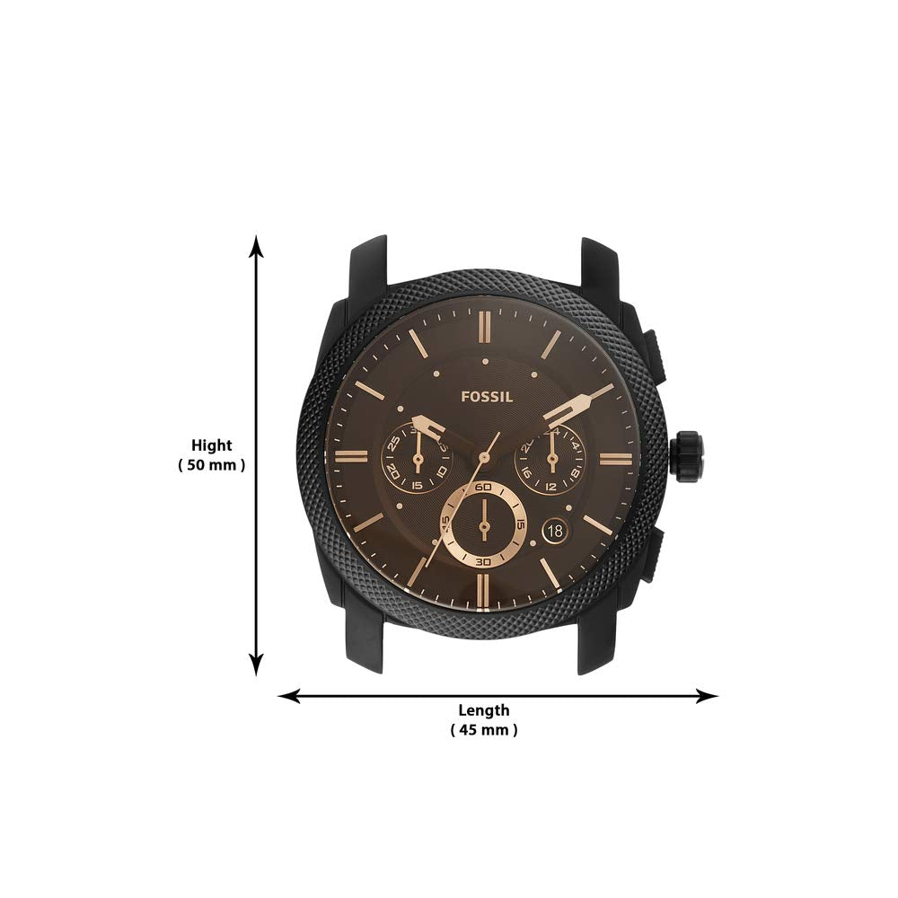 Fossil Machine Chronograph Black Dial Black Leather Strap Watch for Men - FS5586 Watches Fossil   