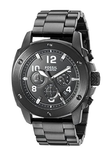 Fossil Machine Chronograph Black Dial Black Steel Strap Watch for Men - FS4927 Watches Fossil   