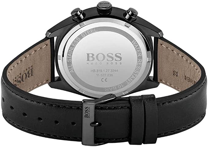 Hugo Boss Champion Black Dial Black Leather Strap Watch for Men - 1513880 Watches Hugo Boss   