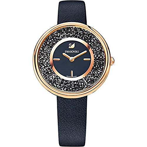 Swarovski Crystalline Pure Black Dial Black Leather Strap Watch for Women - 5275043 Watches Swarovski   