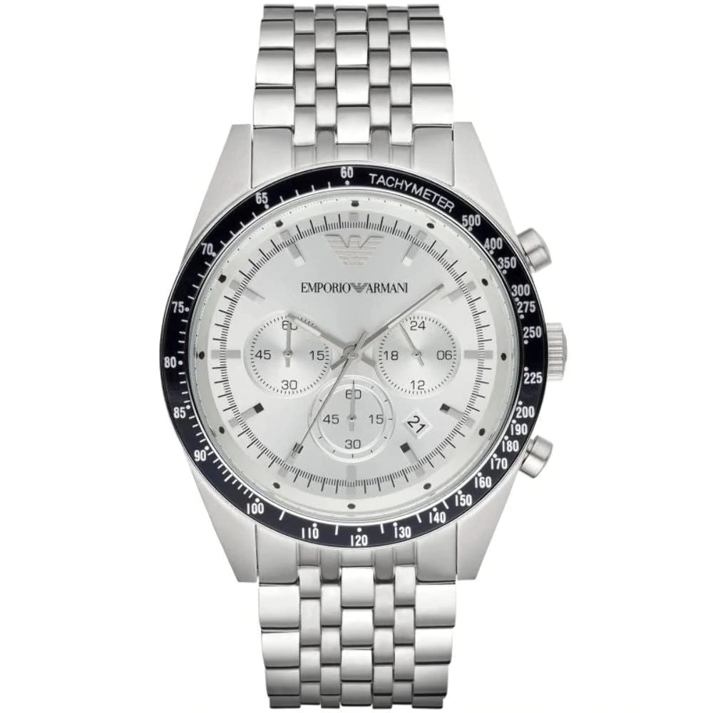 Emporio Armani Sportivo Chronograph Silver Dial Silver Stainless Steel Watch For Men - AR6073 Watches Emporio Armani   