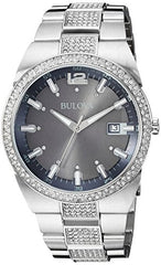 Bulova Crystal Collection Brown Dial Silver Steel Strap Watch for Men - 96B221 Watches Bulova   