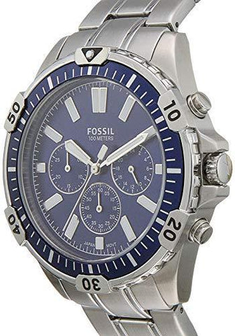 Fossil Garrett Chronograph Blue Dial Silver Steel Strap Watch for Men - FS5623 Watches Fossil   