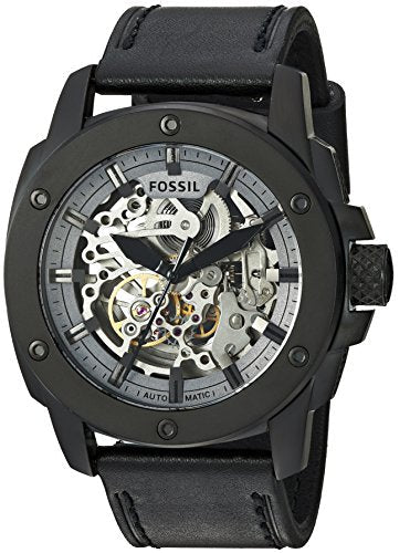Fossil Modern Machine Automatic Skeleton Grey Dial Black Steel Strap Watch for Men - ME3134 Watches Fossil   