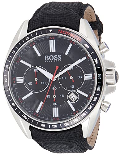 Hugo Boss Driver Black Dial Black Nylon Strap Watch for Men -1513087 Watches Hugo Boss   