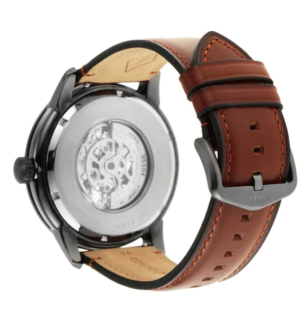 Fossil Townsman Automatic Skeleton Black Dial Brown Leather Strap Watch for Men - ME3181 Watches Fossil   