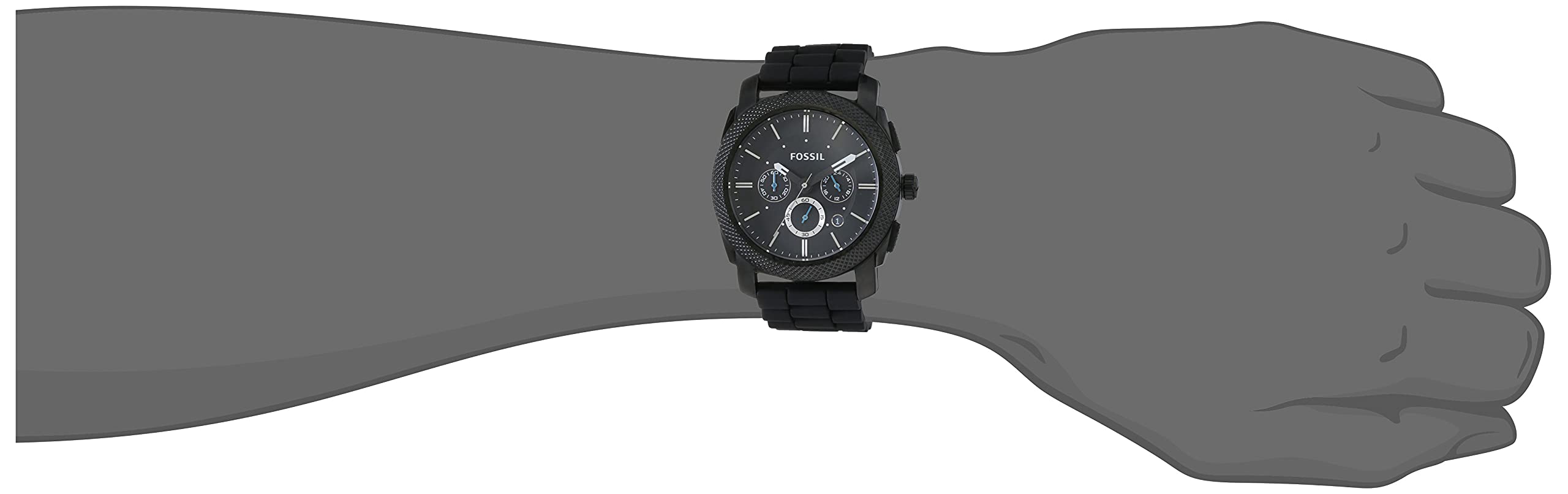 Fossil Machine Chronograph Black Dial Black Silicone Strap Watch for Men - FS4487 Watches Fossil   