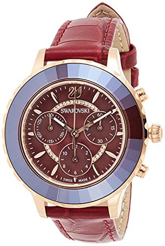 Swarovski Octea Lux Chrono Red Dial Red Leather Strap Watch for Women - 5547642 Watches Swarovski   