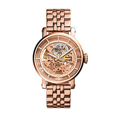 Fossil Boyfriend Automatic Skeleton Rose Gold Dial Rose Gold Steel Strap Watch for Women - ME3065 Watches Fossil   