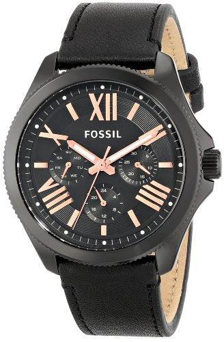 Fossil Cecile Multifunction Black Dial Black Leather Strap Watch for Men - AM4523 Watches Fossil   